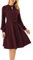 GRACE KARIN Damen Vintage Aushöhlen Stehkragen Kleid Retro Plissee Cocktailkleid Rot M
