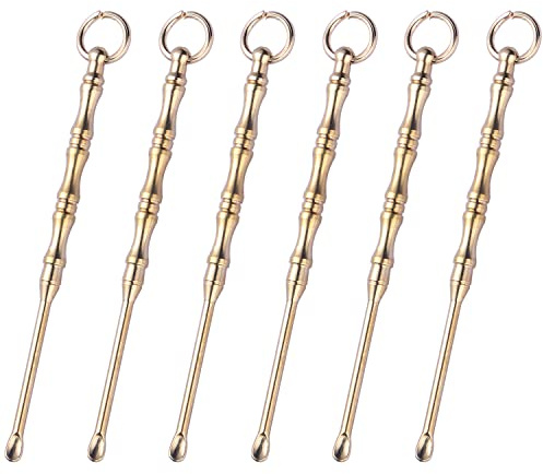 JKJF 6 stycken miniskedar spade mikro scoop metall rinnande näsa sked vintage tiny pulver sked scoops mini sked nyckelring hänge berlocker halsband rosett för kryddor sand salter – bambu