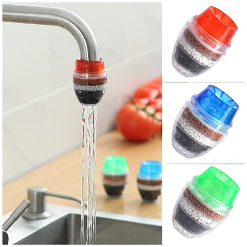 Lot de 3 filtres de montage de robinet, purificateur d'eau filtre à 5 couches à charbon actif pour éliminer le chlore, le fluor, l'eau dure cuisine et salle de bain