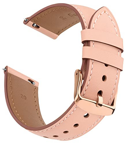 Oumida 20mm 22mm Uhrenarmbänder, SmartWatch Lederarmband, Schnellverschluss Uhren Armband, Sport Ersatzarmband für Samsung Galaxy Watch/Huawei Watch/Amazfit/Garmin/Fossil (20mm,Rosa)