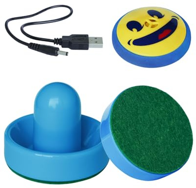 New Air Hockey Pucks and Paddles - Rechargeable Floating Air Hockey Pucks for Any Flat Surface, Include a Charging Cable and Electronic Rechargeable Mini Air Hockey Pucks, 2 Air Hocky Strikers