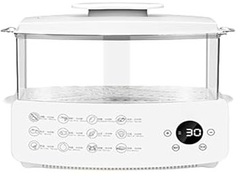 Vaporiera elettrica per cucinare, vaporiera rimovibile a 3 livelli da 40 litri, funzione di isolamento per appuntamenti di 12 ore e 6 modalità di cottura per verdure, carni, pesce A