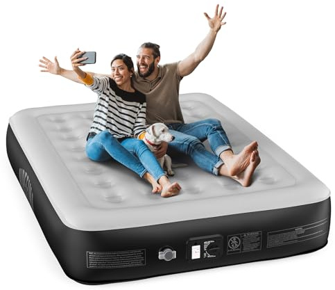 Airefina Air Bed, Inflatable Mattress, King Airbed with Built-in Electric Pump, Portable Comfort Blow Up Bed in 3 Mins Self-Inflation with Carry Bag for Camping,Travel & Guests,Home -203x152x33cm