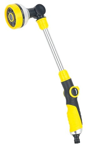 smtfcty Watering Lance Garden Hose Pipe Spray Gun Long Handle with 8 Spray Patterns,180° Rotating Extended Spray Nozzle Hose Wand for Hanging Basket, Plants Lawns Watering, Pets Shower, Car Wash