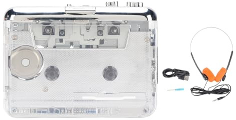 XUMIUZIY Reproductor de Cassette Portátil, Grabadora de Reproductor de Cinta de Caseta, Auriculares de Rueda de Cobre Incorporados, Rebobinado Automático, Suministro de Energía Dual,