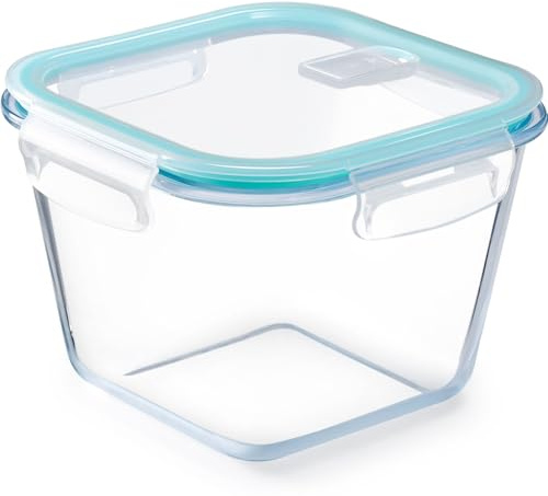 NUTRIUPS Molde de vidrio de 2,6 L con tapa, bandeja para hornear de vidrio de borosilicato, recipientes de preparación de comidas con tapas, bandeja para hornear y almacenamiento para horno y