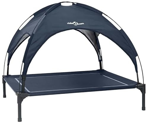 Hundsäng i stål – robust hundsovplats för medelstora till stora hundar – marinblå design för ett elegant hem – lätt att rengöra och hållbar