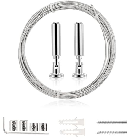 Holtrae 5m Asta Metallica per Tende,filo per tende in acciaio inossidabile,Metallo Fune Metallica,per Tenda Immagine Cavo Stendibiancheria Filo,tende da doccia, corda per tende (Argento)
