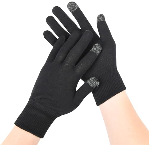 AovYoo 2 Pairs Cotton Moisturizing Gloves Touchscreen for Dry Hands, M | 100% Cotton, Touchscreen Fingertips, Breathable Mesh Knitted, Skin-Friendly Elastic Cuff, Ideal for Overnight Spa & Cracked