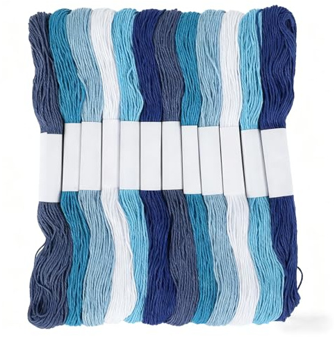 12 stycken Sashiko-broderigarn med 6 färger, 3 trådars sashiko-broderi, broderitråd, 20 m satinstygn, mjuk, Sashiko Embroidery tråd för Sashikobroderi, broderibilder, för pyssel