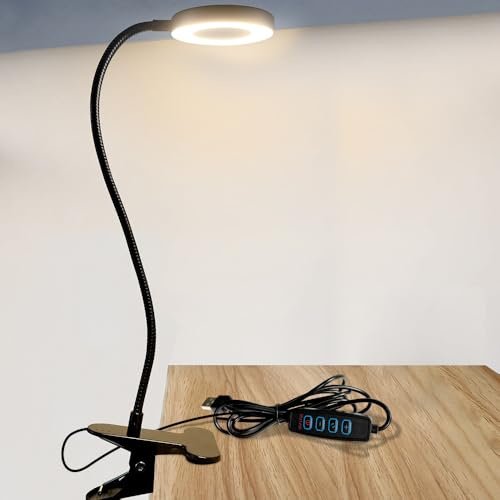 ZEYACHAN LED Desk Lamp USB Clip On Clamp Light, 3 Light Mode 10 Dimmable Brightness Eye Caring Book Adjustable for Reading Studying Working Video Conference Lighting