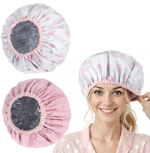 WJIAAA Deep Conditioning Hair Cap,2PCS Duschhaube Damen Wiederverwendbare