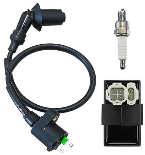 STRONGTHIUM AC CDI Box 6-Pin Tändsystem Kit med Tändspole och A7RTC Tändstift för GY6 50cc 125cc 150cc, Elektronisk Tändningsbox för Baotian Moped Scooter Fiddy Cross Barn ATV