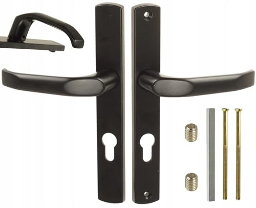 FEINZ Poignée de Portail Aluminium Noir 72mm Plaque Longue | Cylindre profilé, universelle droite et gauche, idéal portail jardin, extérieur