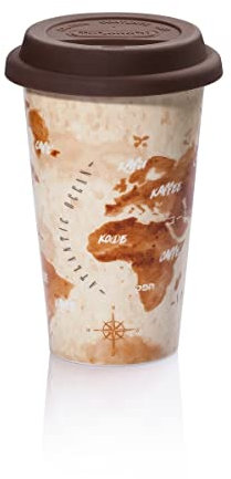 De'Longhi Termo de Cerámica DLSC056, Termo de Doble Pared para Bebidas Calientes y Frías, Fácil de Llevar, Funda de Silicona y Tapa Antideslizante, 300 ml de Capacidad, Viajeros