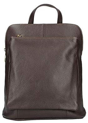 OBC Made in Italy Damen echt Leder Rucksack Daypack Lederrucksack Tasche Schultertasche Ledertasche Handgepäck Nappaleder (Braun 25x30x11 cm)