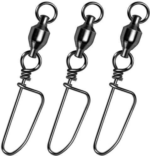 Alwonder 20-Pack Ball Bearing Swivels with Snaps, Fishing Snap Swivels Fishing Tackle Saltwater Freshwater Coastlock Snaps Barrel Swivel Leader Connector Downrigger Planer Release Clips 49LB
