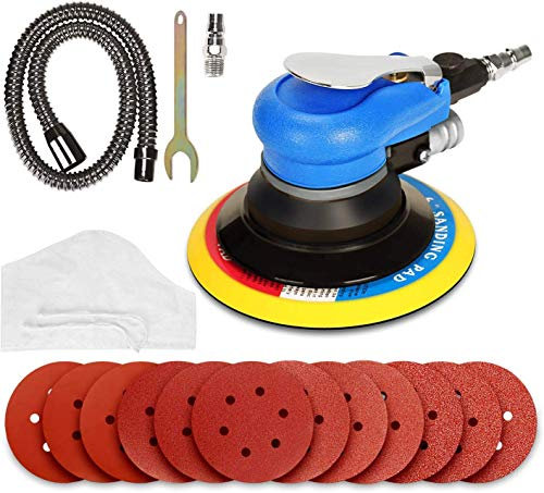 DollaTek 150mm Compressed air Random Orbit Sander Orbital Random polishing Machine Sanding air Grinder + 12 pcs Sanding Discs Sanding Paper