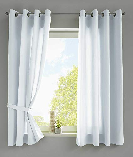 Gardinenbox 2er Set Vorhänge Schal Ösen »Berlin« HxB 145x140 cm Weiß Blickdicht Microsatin Lichtdurchlässig Uni Matt, 20405N2