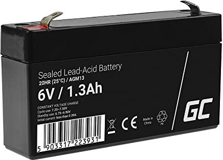 Green Cell® AGM 6V 1,3Ah Akku VRLA Blei-Batterie Bleiakku Ersatzakku Gelakku Akkubatterie Zyklenfest Unbemannt Spielzeug | Elektro Spielzeug| Alarm | Notstrom | Kinderfahrzeuge| Kinder-Quad