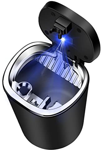 Yajimsa Cenicero para coche, cenicero portátil para coche, auto con tapa y luz LED para portavasos coche, diseño extraíble