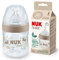 NUK for Nature Biberon | Petite tétine | 150 ml | Tétine en silicone durable avec ventilation anti-colique | Contrôle de la température | Sans BPA | Beige