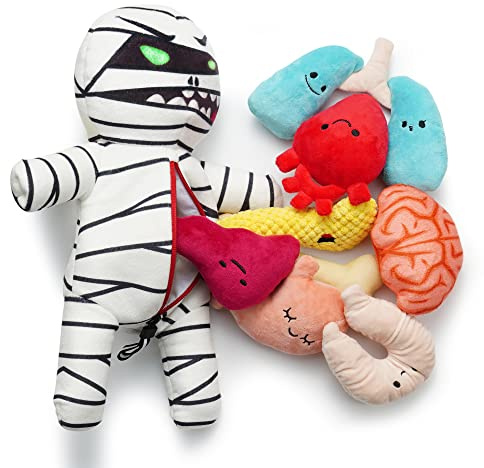 Nocciola 9 in 1 Dog Toys Stuffed, Funny & Tough Squeaky Dog Toys | Halloween Zombie Mummy Squeaky Dog Chew Toys for Puppy, Small & Medium Dogs, Puzzle Toys for Training Hide & Seek Dog Gifts