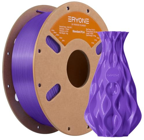 ERYONE PLA Filament 1.75 mm, 3D Drucker Filament PLA, Maßgenauigkeit +/- 0,03 mm 1 kg/Spule, Dunkel Violett