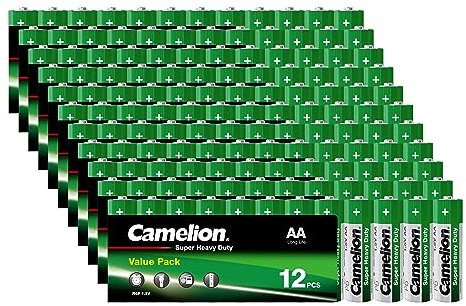 Batterien AA, 120 Stück AA Batterien von Camelion, 1,5V Batterien AA, AA Batterie für Spielzeug, Wecker, Fernbedienungen und viele andere Geräte (120 x AA)