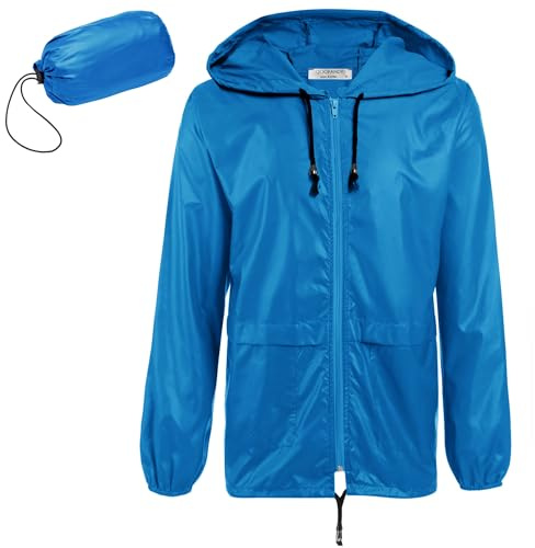 COOFANDY Men's Cycling Rain Jacket with Hood Waterproof Foldable Pouch