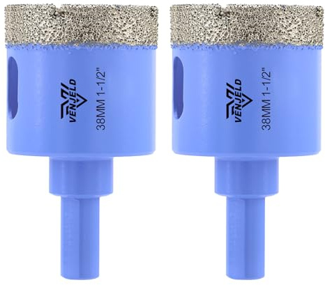 Diamant Fliesenbohrer Set - 38mm 2tlg. Diamantbohrer Lochsäge für Keramik Porzellan Fliesen Marmor Granit - Dreiecksschaft mit Aufbewahrungskoffer