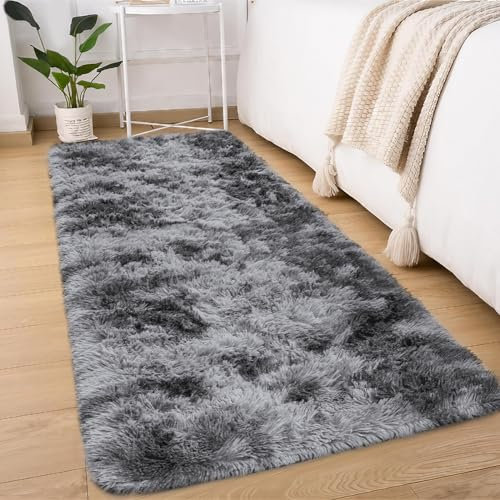 Sour Lemon Alfombras para sala de estar 60x120cm, alfombra gris para dormitorio, alfombra antideslizante lavable y mullida, alfombra de felpa suave y moderna para piso, al lado de alfombras para niños