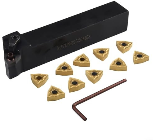 Juego de 10 herramientas de torneado de torno, 25 mm MWLNR2525M08, herramienta de torneado de carburo de vástago de tungsteno WNMG080404