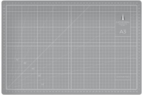 Cathedral Products A3 Double-Sided Self-Healing Cutting Mat | 3mm Thick | Metric and Imperial Grids | Grey