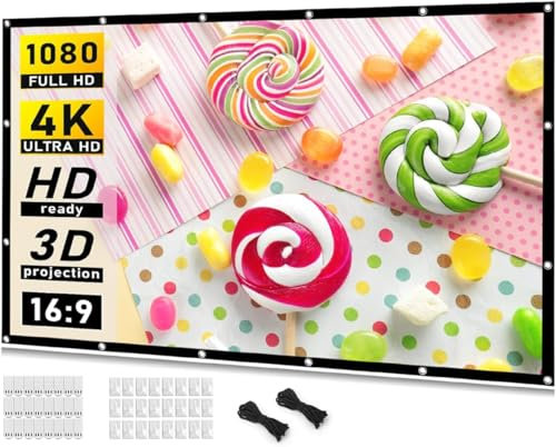 Pantalla de proyección de 84 pulgadas, 16:9, HD, plegable, antiarrugas, para casa, escuela, reuniones