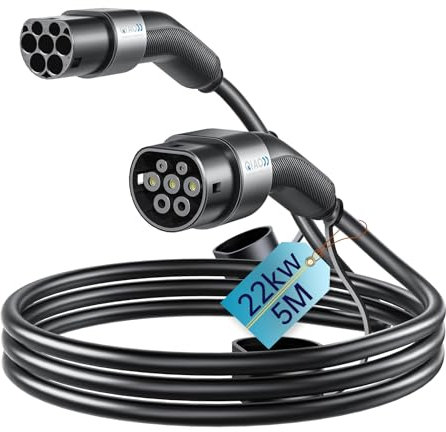 QIAO Typ 2 EV-Ladekabel, 22kW, 5M, 32A, dreiphasig, Elektrofahrzeug Typ 2 auf Typ 2 IEC 62196 EV-Ladekabel, EVs/Plug-in-Hybrid-Schnellladekabel mit Tragetasche