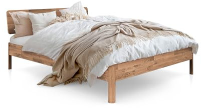 byoak Massivholzbett Penny - mit Holzkopfteil - Doppelbett aus Holz - 180 x 200 cm - Geölt - Wildeiche