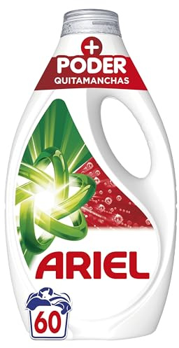 Ariel Detergente Lavadora Liquido, 60 Lavados, Jabon Extra Poder Quitamanchas, Limpieza Profunda