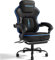 Gaming Stuhl mit Fußstütze und Kopfstütze, Ergonomischer Chefsessel für Erwachsene, Großer Gaming Chair mit Lendenwirbelstütze, Drehbarer PU-Leder Stuhl für Gaming-Setup und Home Office (273-Blue)