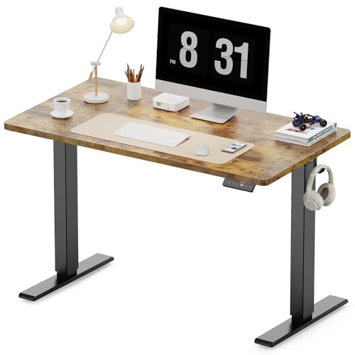 WALKINGDESK Bureau Assis Debout Électrique, 100 x 60 cm Ergonomique Bureau Réglable en Hauteur avec 4 Préréglages de Mémoire, Standing Desk, Brun Rustique