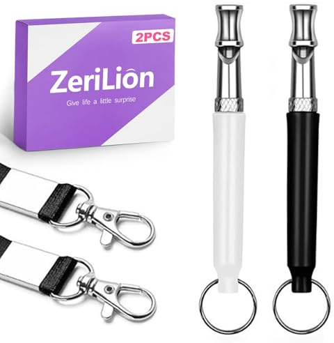 ZeriLion 2 Pack Dog Whistle for Barking Control & Recall Training - Adjustable Ultrasonic Silent Whistle with Lanyard for All Dogs, Professional Pet Whistle Neighbor Dog Solution & Deaf Pet Aid
