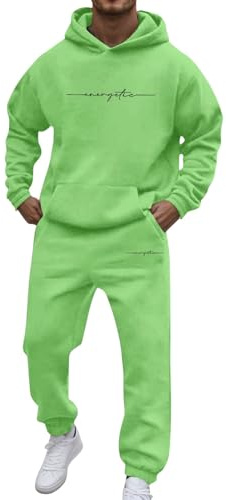 2025 Nuevos conjuntos de ropa interior para hombre, elegante set de chándal con estampado para el uso diario informal. Cómodo y versátil para el invierno. Ideal para combinar con camisetas., verde, L