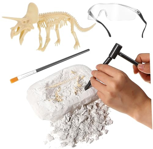 Milisten Dinosaur Digging Kit Educational Skeleton Excavation Set for Boys with Assembly Model and Archaeology Tools to Develop Skills and Sensory Training