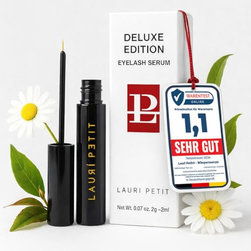 Lauri Petit® Wimpernserum ohne Hormone – Augenbrauen und Wimpern Serum Booster für starkes Wachstum von Wimpern & Augenbrauen – Hormonfrei und ohne Silikone – Lash Serum for long lashes & brow (2ml)