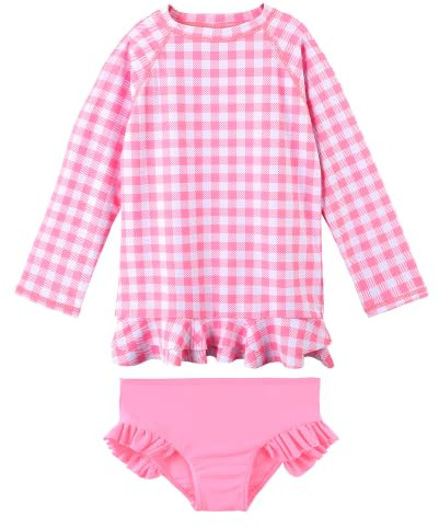 XFGIRLS Pantalon De Groupe Deux Pièces Maillot de Bain Manches Courtes Protection UV pour Filles de 6Mois à 6Ans