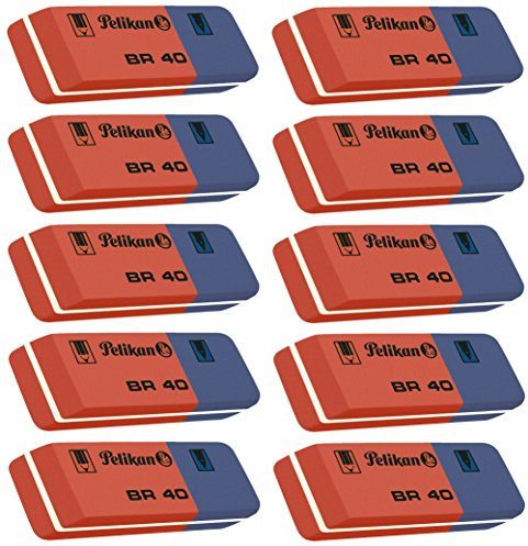 Pelikan BR40 Radierer aus Kautschuk (blau/rot, 10 Radierer)