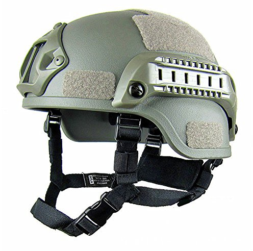 GEZICHTA MICH 2001 Action Version Casco tattico protettivo per softair, con supporto NVG e guide laterali, per paintball e giochi tattici, Verde militare.