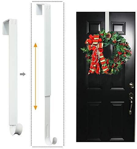 LBSUN Cintre de couronne, réglable au-dessus de la porte de 37 à 63,5 cm, support de couronne et cintre de porte pour décoration de porte d'entrée, 9,1 kg plus grand crochet de décoration de Noël