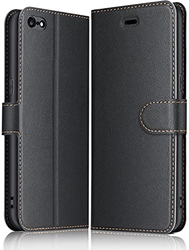 ELESNOW Hülle für iPhone 6 Plus / 6S Plus, PU Leder Klappbar Wallet Handyhülle Schutzhülle Tasche mit Kartenfach, Standfunktion, Magnetisch für Apple iPhone 6 Plus / 6S Plus Hüllen (Schwarz)