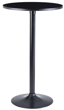 Wohnling Design Bartisch Schwarz Stehtisch Ø 60 cm Metall/Holz, Partytisch Bistrotisch 100 cm Hoch, Messetisch Modern